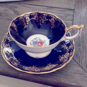Rare Find…..Vintage Aynsley Cobalt Blue Teacup and Saucer.  Excellent condition.